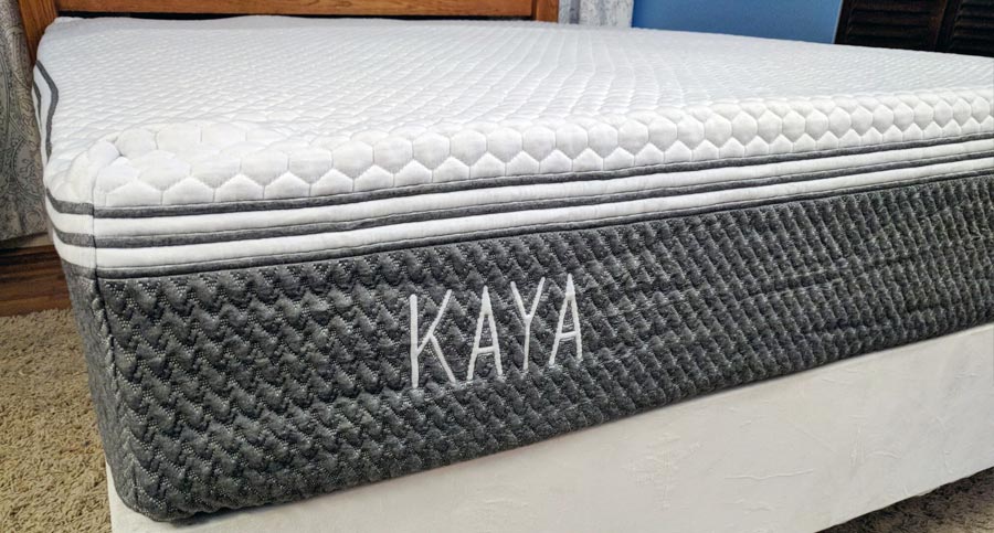 KAYA Mattress logo and corner fabric